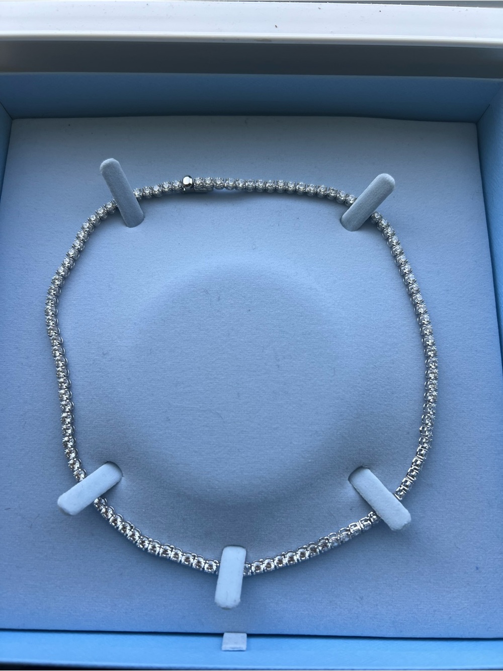 Sterling Silver Tennis Necklace with Clear Stones - Silver